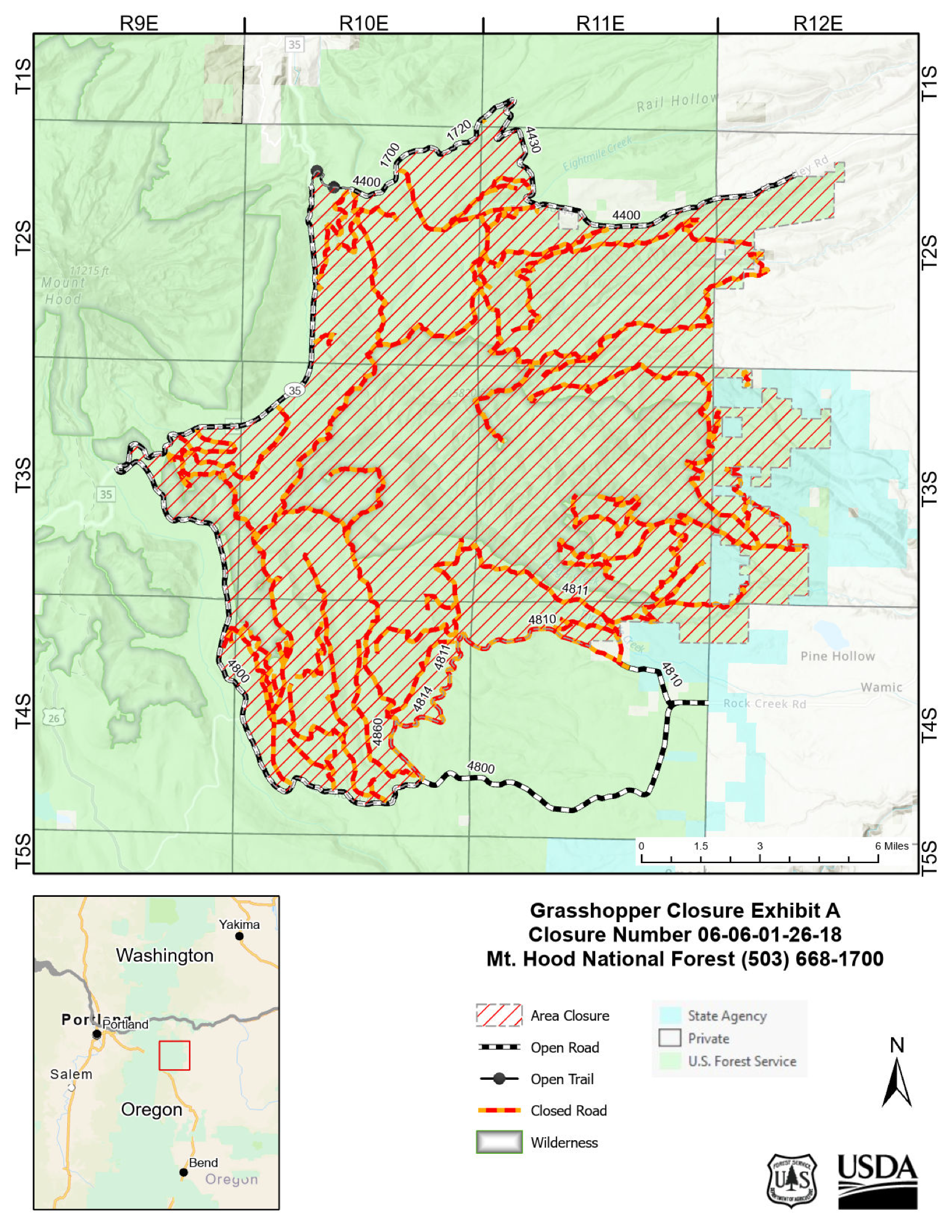 Forest Service map of the Grasshopper Fire closure area as of October 1, 2026